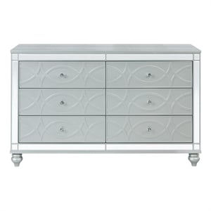 coaster gunnison 6-drawer contemporary wood dresser silver metallic