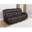 Greer Upholstered Motion Reclining Sofa Brown