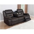 Greer Upholstered Motion Reclining Sofa Brown