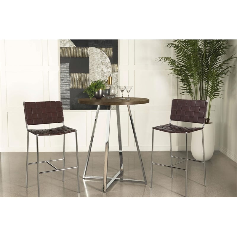 Burkhart Round 35-inch Pub Height Bistro Bar Table Brown Oak