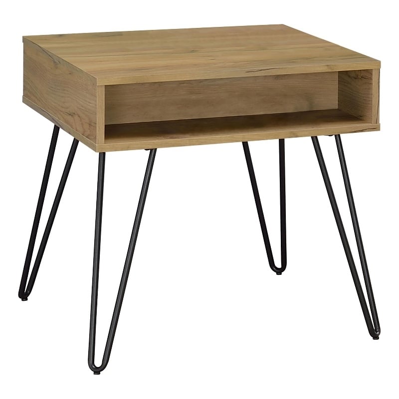 Fanning Engineered Wood Side End Table Golden Oak
