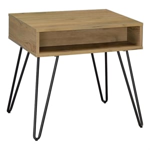 Fanning Engineered Wood Side End Table Golden Oak