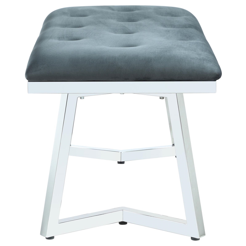 Coaster Beaufort Velvet Upholstered Dining Bench in Steel Gray