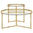 Delia 2-Piece Round Glass Top Nesting Coffee Table Gold