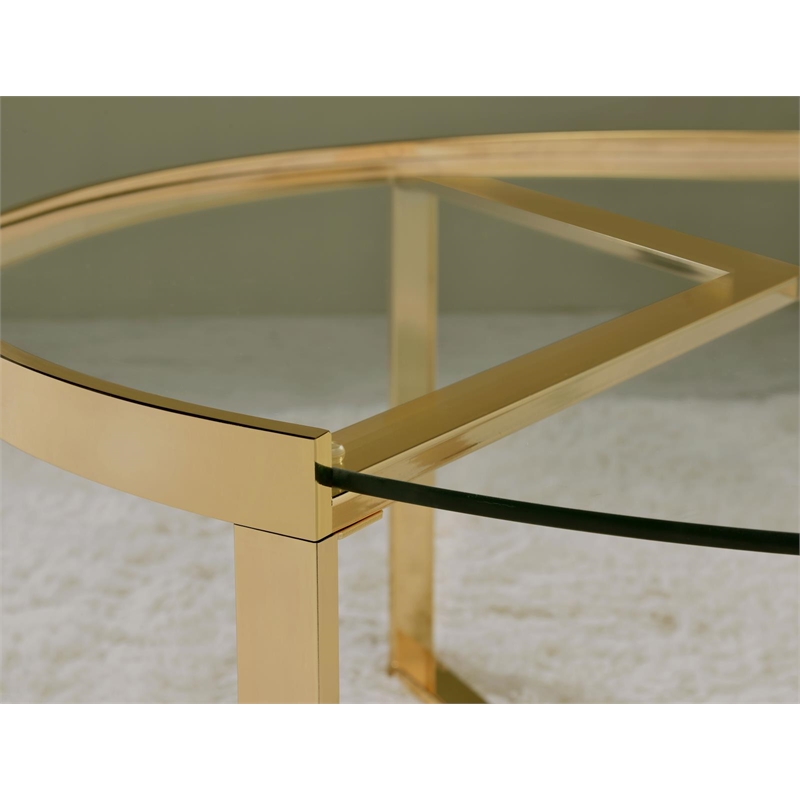 Delia 2-Piece Round Glass Top Nesting Coffee Table Gold
