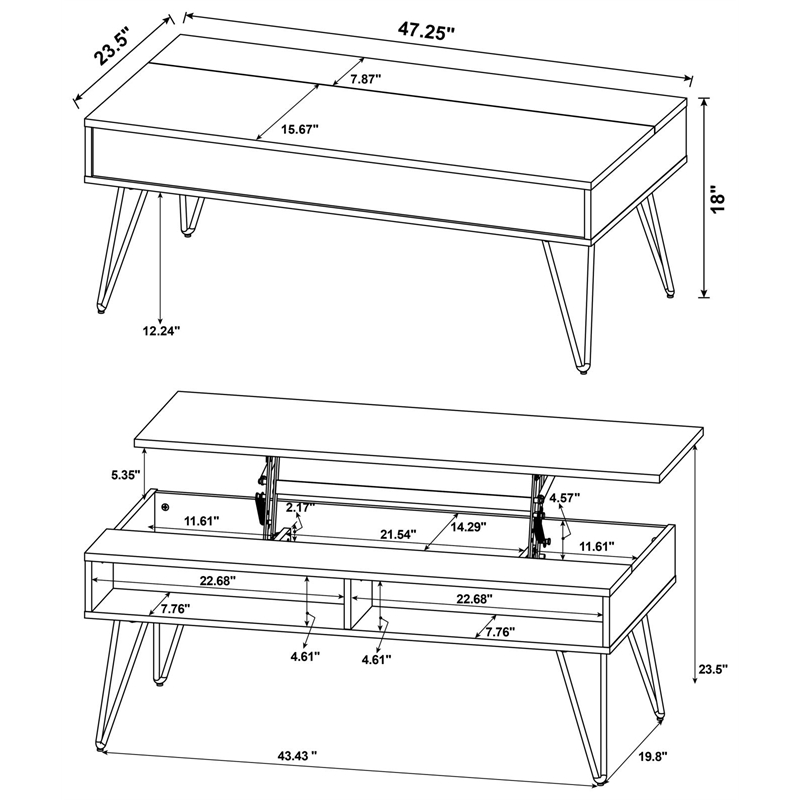Fanning Engineered Wood Lift Top Coffee Table Golden Oak