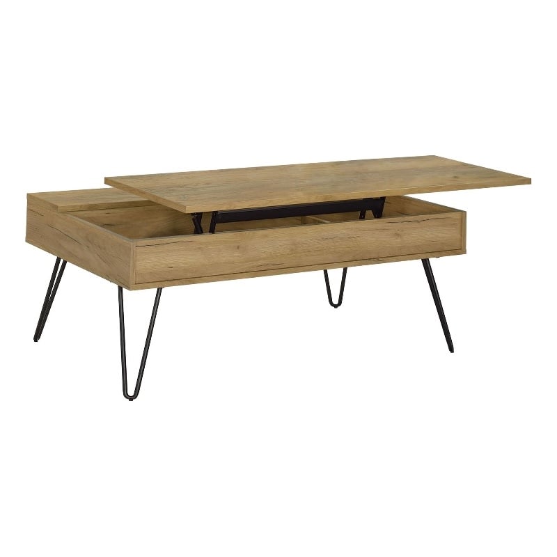 Fanning Engineered Wood Lift Top Coffee Table Golden Oak