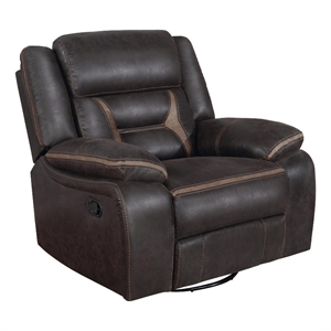 coaster greer faux leather upholstered tufted back glider recliner brown