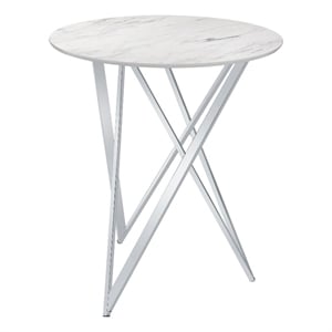 Bexter Round 35-inch Faux Marble Bistro Bar Table Chrome