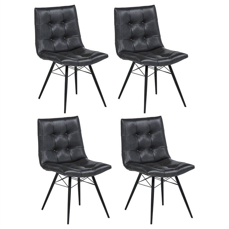 Coaster Aiken 19'' Faux Leather Upholstered Dining Side Chair in Charcoal
