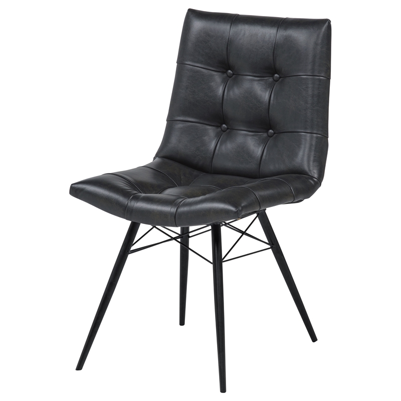 Coaster Aiken 19'' Faux Leather Upholstered Dining Side Chair in Charcoal
