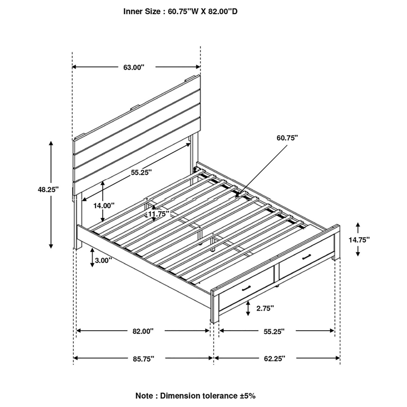 Brantford Wood Queen Storage Panel Bed Barrel Oak
