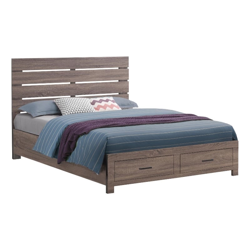 Brantford Wood Queen Storage Panel Bed Barrel Oak