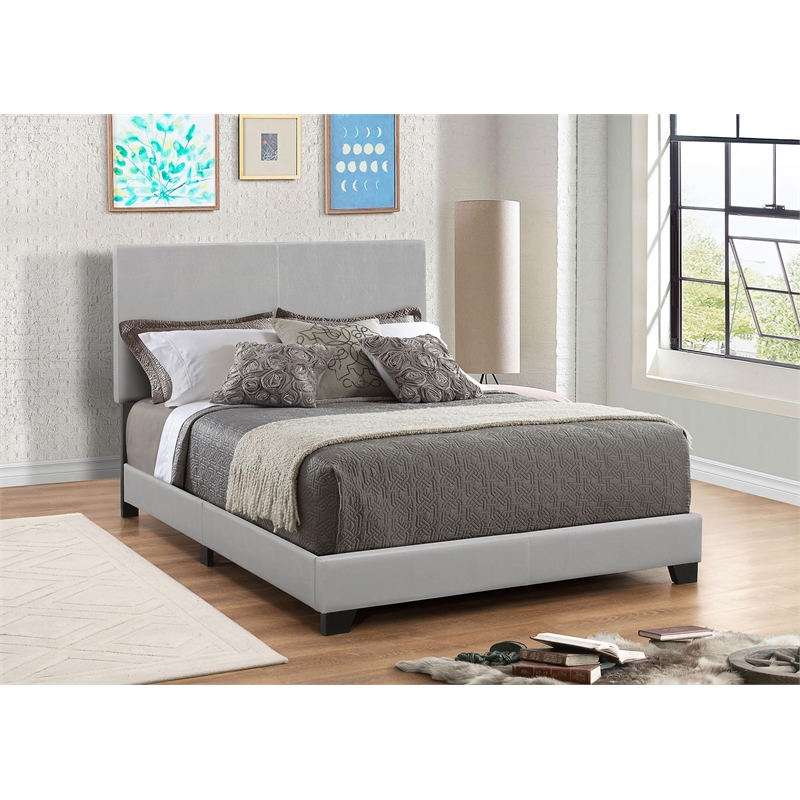 Dorian Faux Leather Upholstered Full Panel Bed Grey