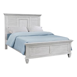 Franco Wood Queen Panel Bed Distressed White