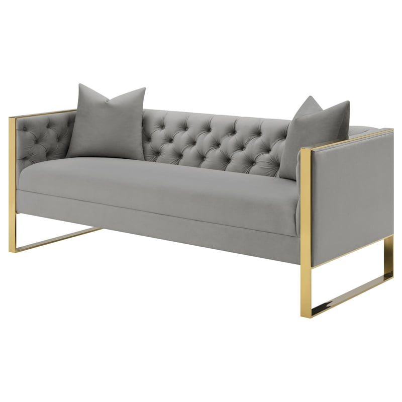 Eastbrook Velvet Upholstered Tufted Sofa Grey