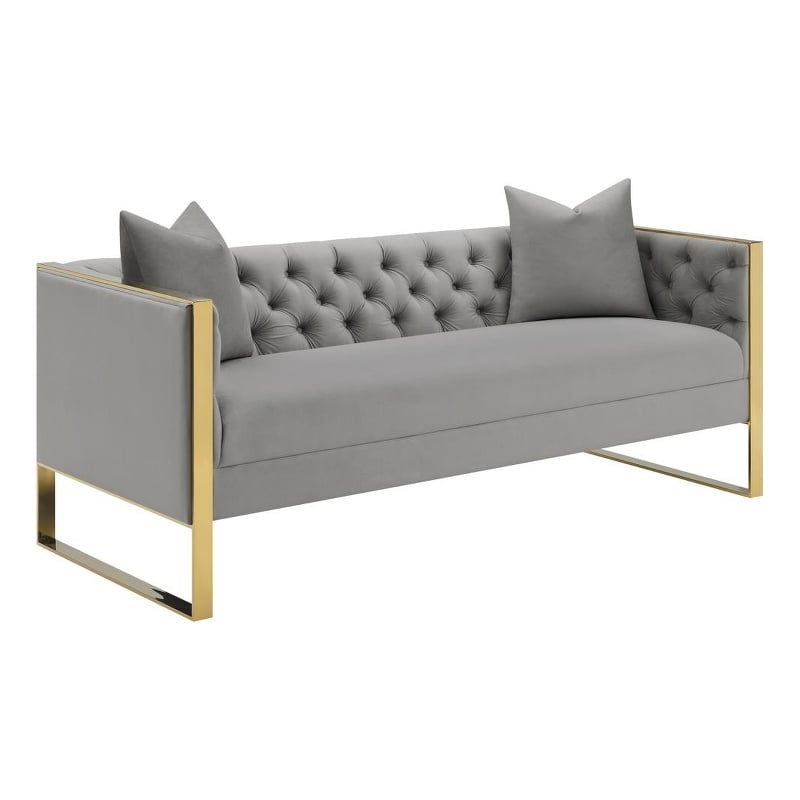 Eastbrook Velvet Upholstered Tufted Sofa Grey