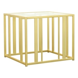 Adri Rectangular Glass Top Side End Table Matte Brass