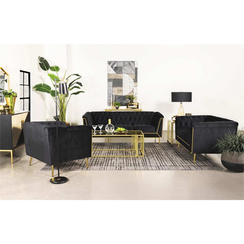 Adri Rectangular Glass Top Coffee Table Matte Brass