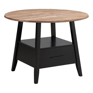 coaster gibson 1-drawer round wood counter height table yukon oak and black