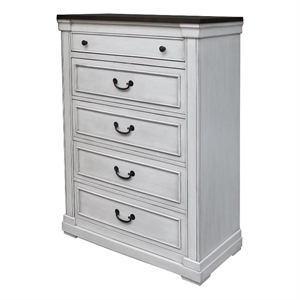 coaster hillcrest 5-drawer farmhouse wood chest dark rum and white
