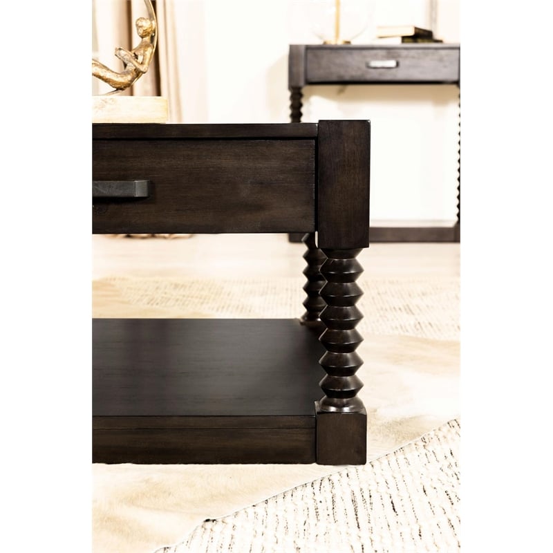 Coaster Meredith 2-drawer Traditional Wood Coffee Table in Coffee Bean