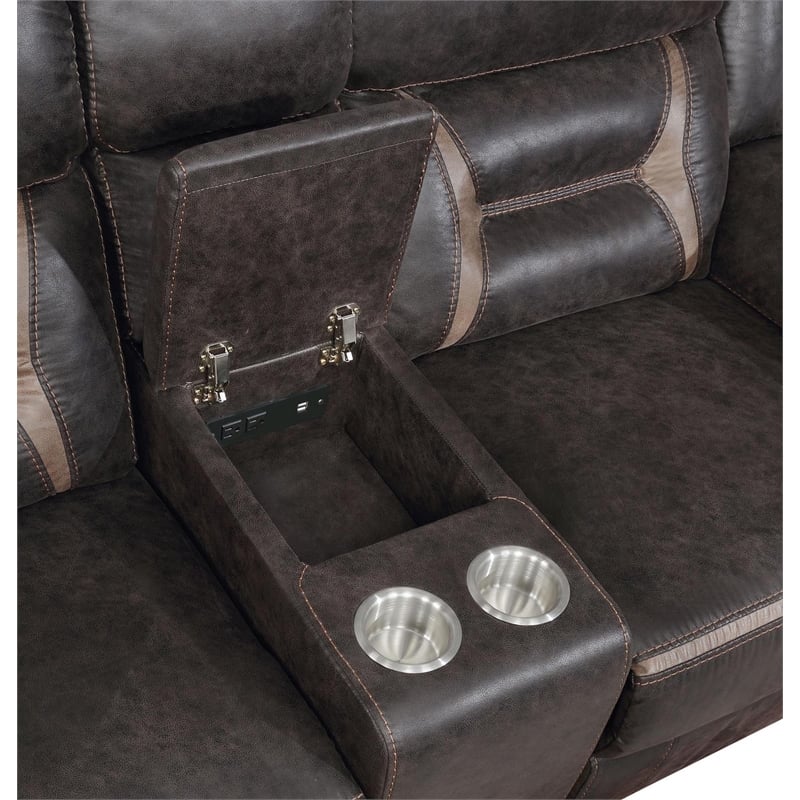 Greer Upholstered Motion Reclining Loveseat Brown