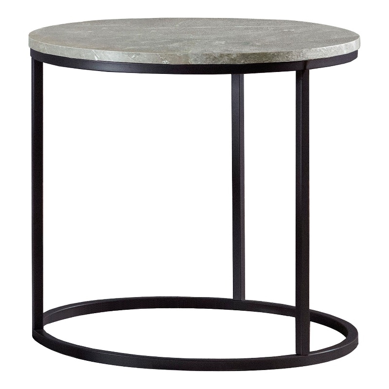 Lainey Round Faux Marble Side End Table Grey