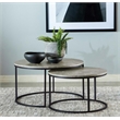 Lainey 2-piece Round Faux Marble Nesting Coffee Table Grey