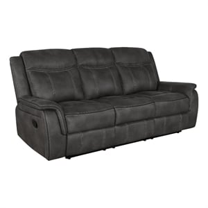 Lawrence Upholstered Padded Arm Reclining Sofa Charcoal