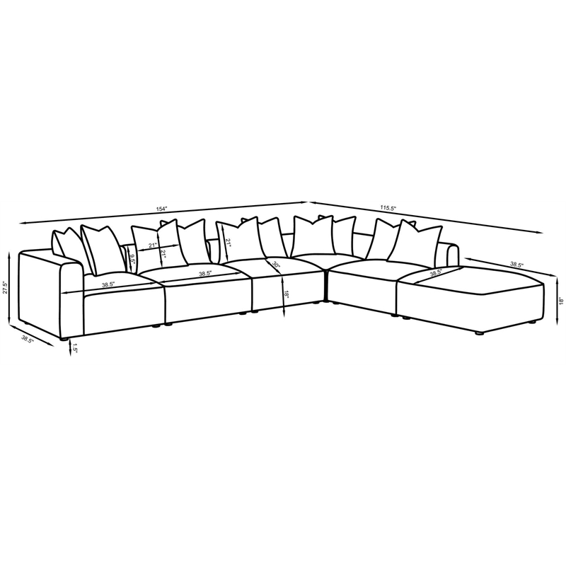 Jennifer 6-piece Upholstered Modular Sectional Grey