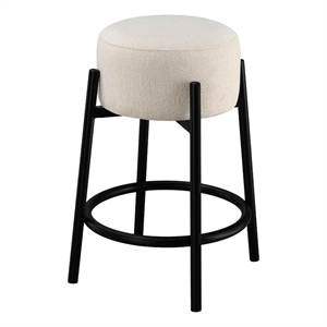 coaster leonard microfiber upholstered round stools white and black