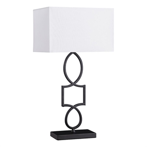 coaster leorio metal rectangular shade table lamp white and black