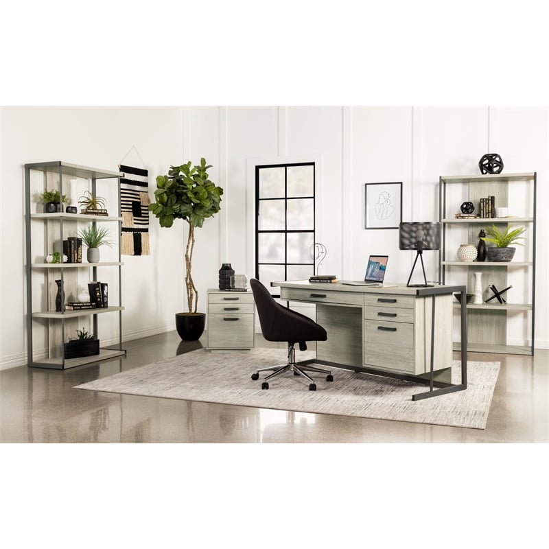 Loomis 60-inch 4-drawer Computer Desk Whitewashed Grey