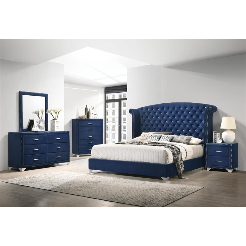 Melody Upholstered 2-drawer Nightstand Pacific Blue