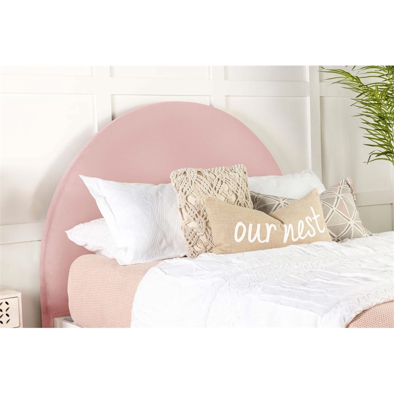 Coaster June Transitional Velvet Upholstered Arched Twin Headboard Blush