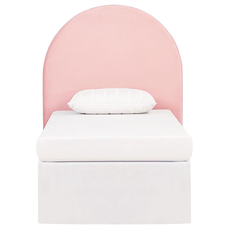 Coaster June Transitional Velvet Upholstered Arched Twin Headboard Blush