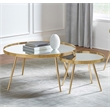 Kaelyn 2-piece Round Mirror Top Nesting Coffee Table Gold