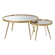 Kaelyn 2-piece Round Mirror Top Nesting Coffee Table Gold