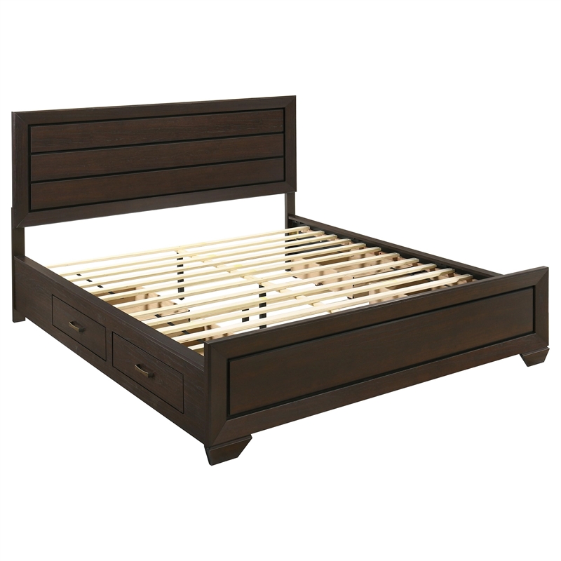 Kauffman Wood California King Storage Panel Bed Dark Cocoa