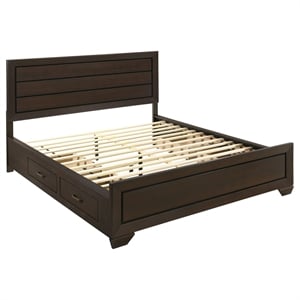 Kauffman Wood California King Storage Panel Bed Dark Cocoa