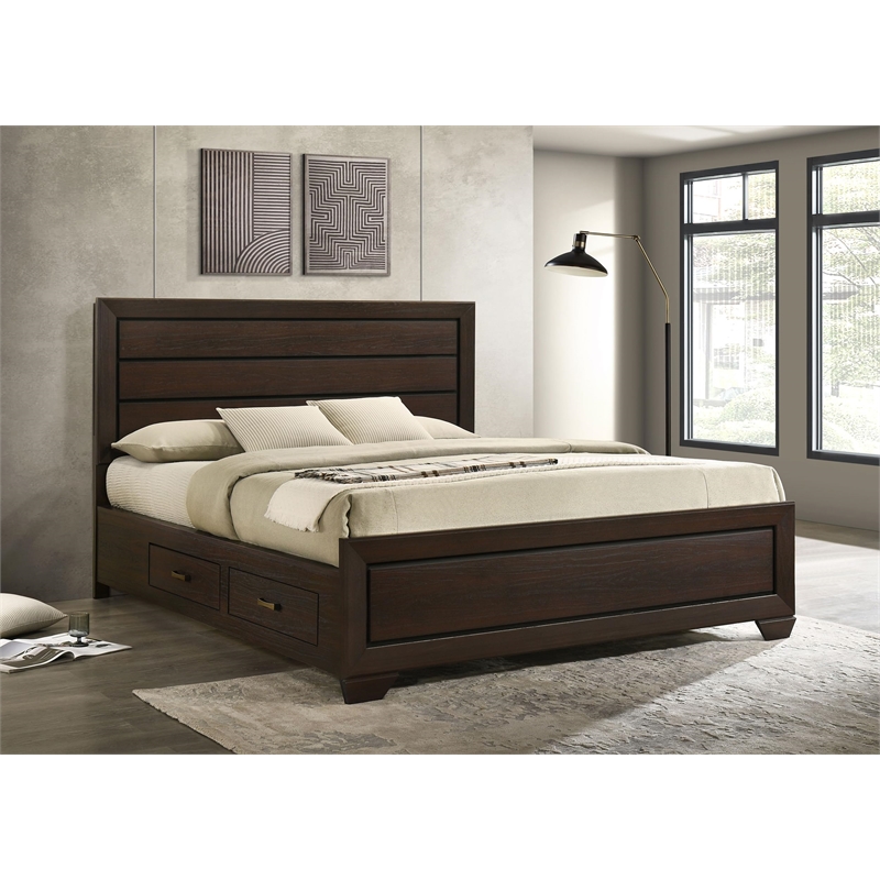 Kauffman Wood California King Storage Panel Bed Dark Cocoa