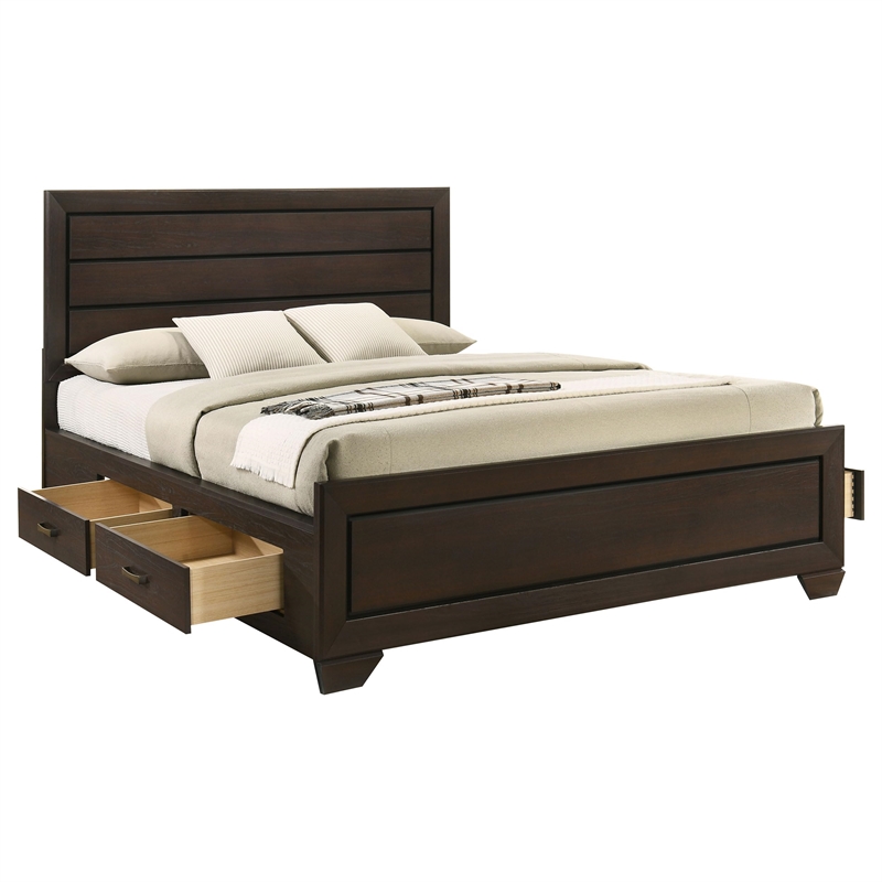 Kauffman Wood California King Storage Panel Bed Dark Cocoa