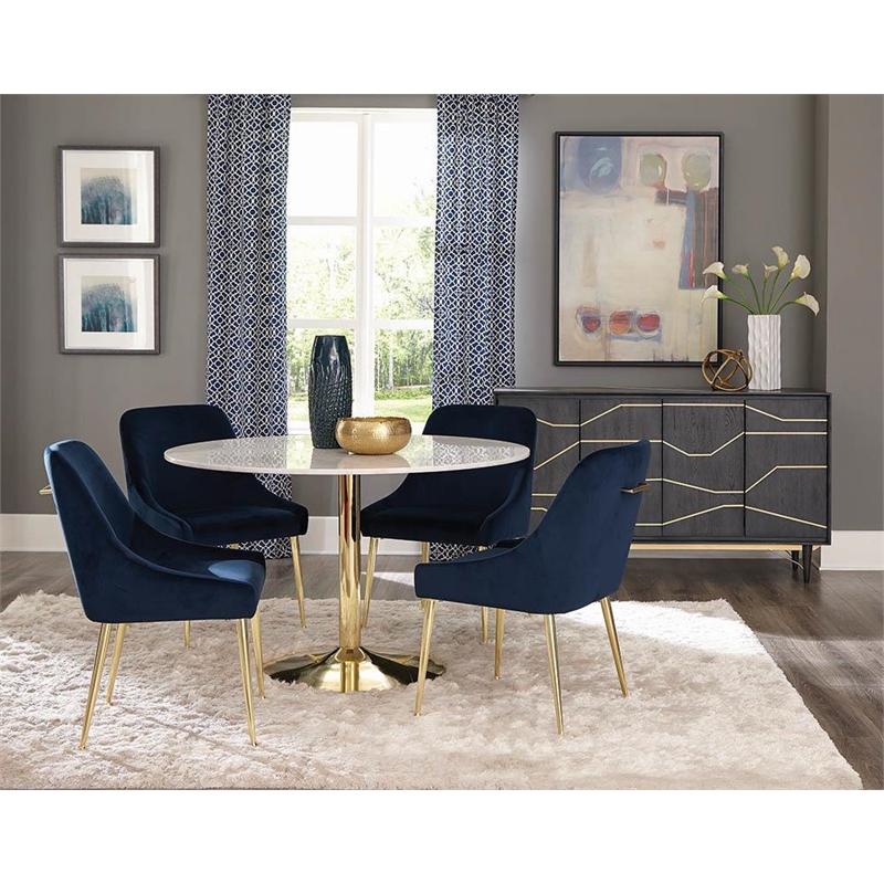 Kella Round 50-inch Marble Top Dining Table White Marble