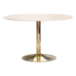 Kella Round 50-inch Marble Top Dining Table White Marble