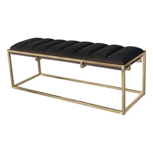 coaster lorena tufted velvet upholstered cushion bench dark gray and gold