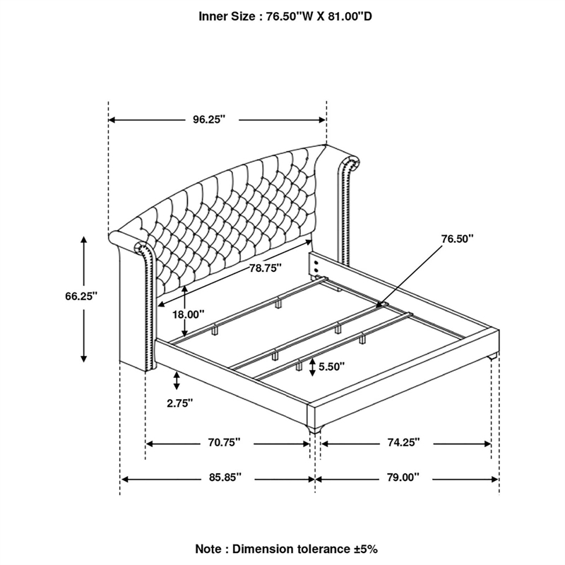 Melody Upholstered Eastern King Wingback Bed Pacific Blue