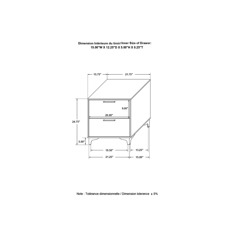 Kendall 2-drawer Nightstand Black