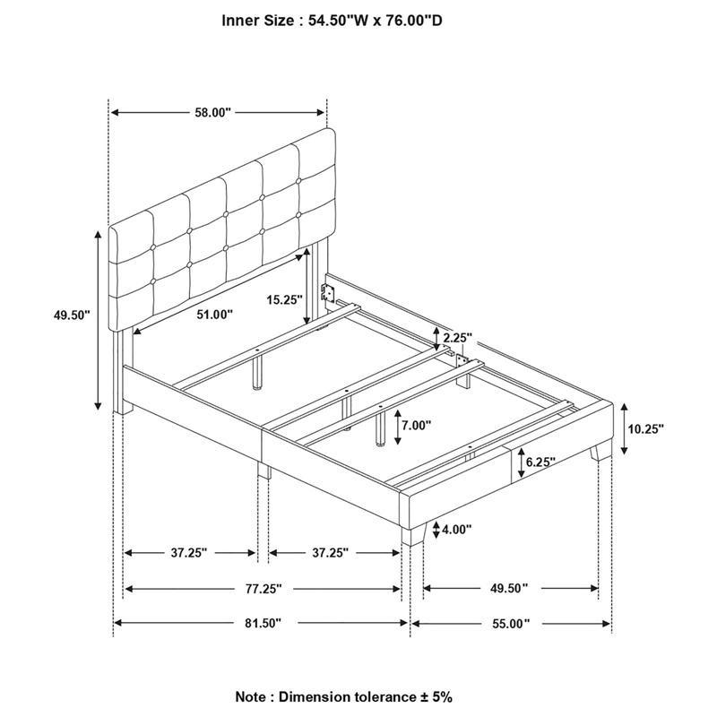Mapes Upholstered Full Panel Bed Charcoal
