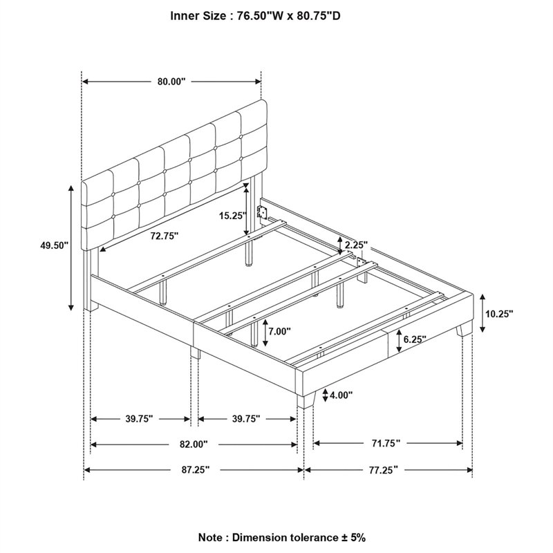 Mapes Upholstered Eastern King Panel Bed Charcoal